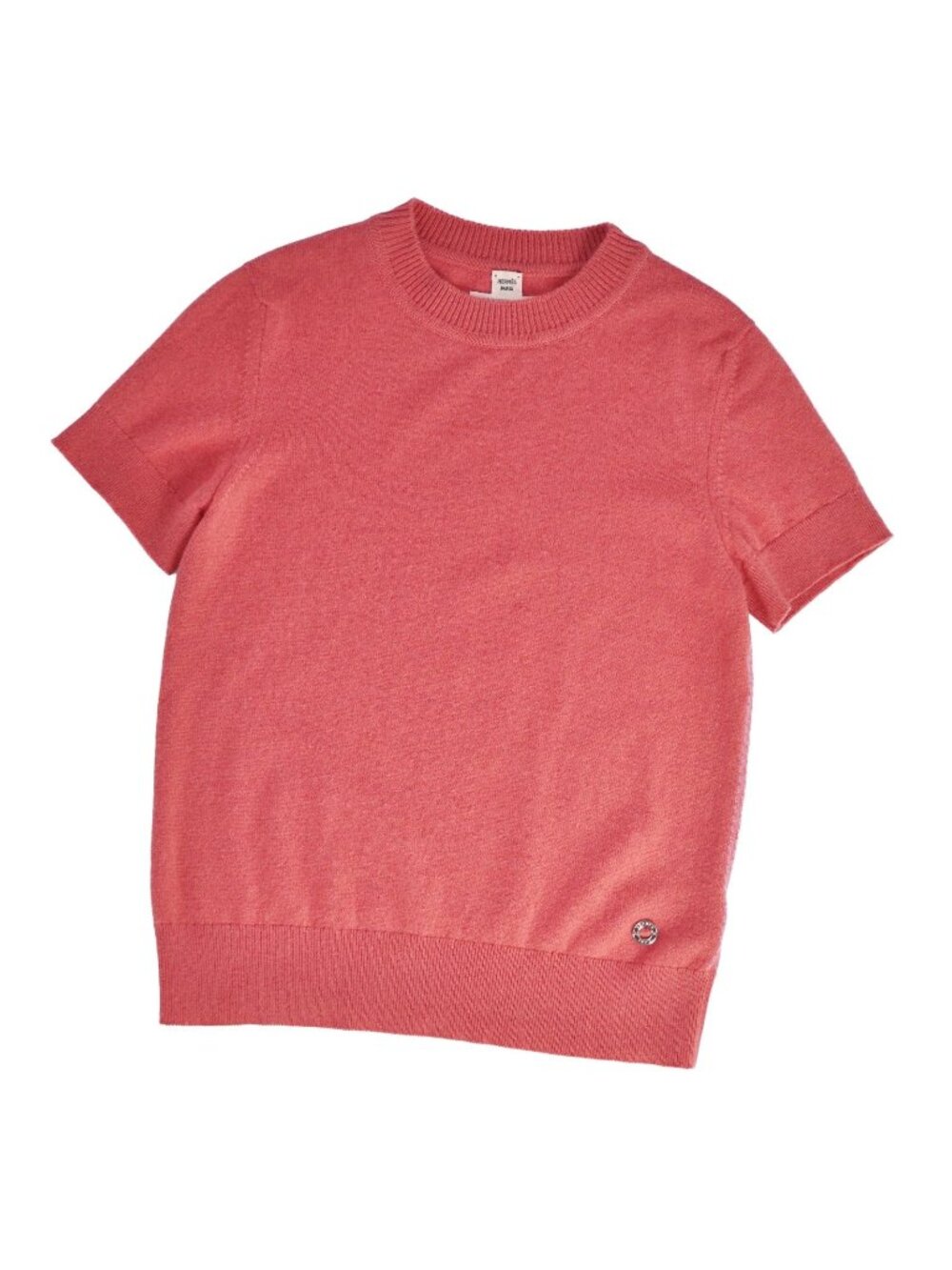 Hermes Knit Sweater Short Sleeve Top Cashmere Pink 36